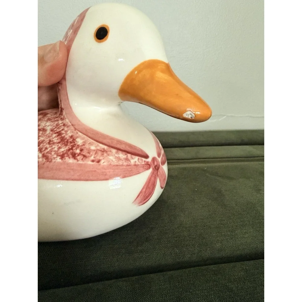 N. S. Gustin Handpainted Duck Doorstop Bookend Pottery Ceramic Mother Goose